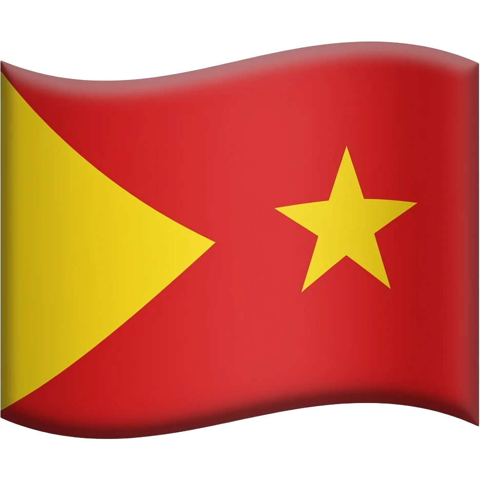 flag plain red background with a yellow triangle on the left size pointing east direction with a yellow 5 pointed star next to tbe triangle on the right tilted at a 45 degreee angle, make the star tilted at an angle that is 72 degrees emoji