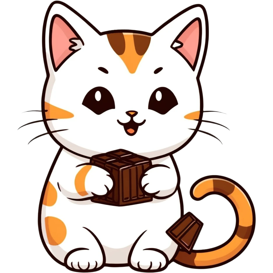 Котик ест шоколад emoji