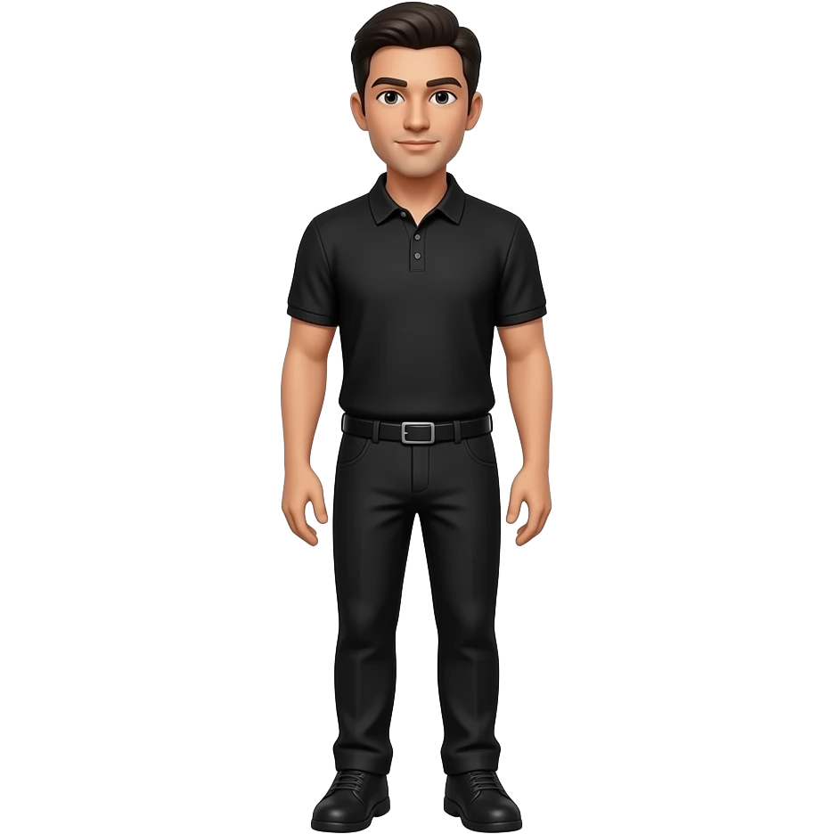 stand up straight, hands by the same, black polo and black pants emoji