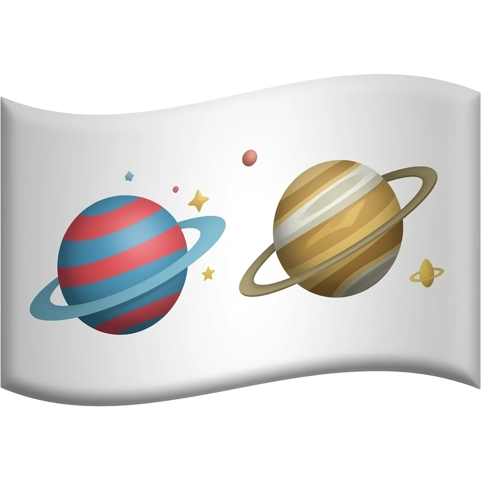 White flag with line orbit balls on it emoji
