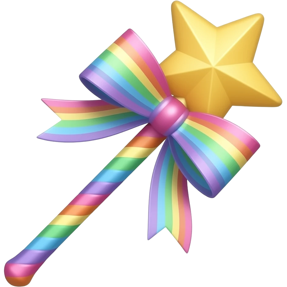 Pastel Rainbow Ribboned pastel rainbow magic wand :3 emoji