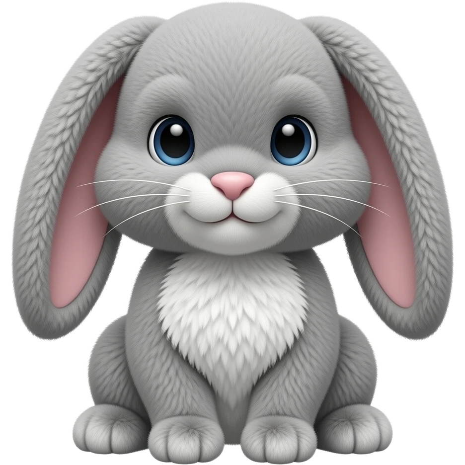 Grey and white bunny plush emoji