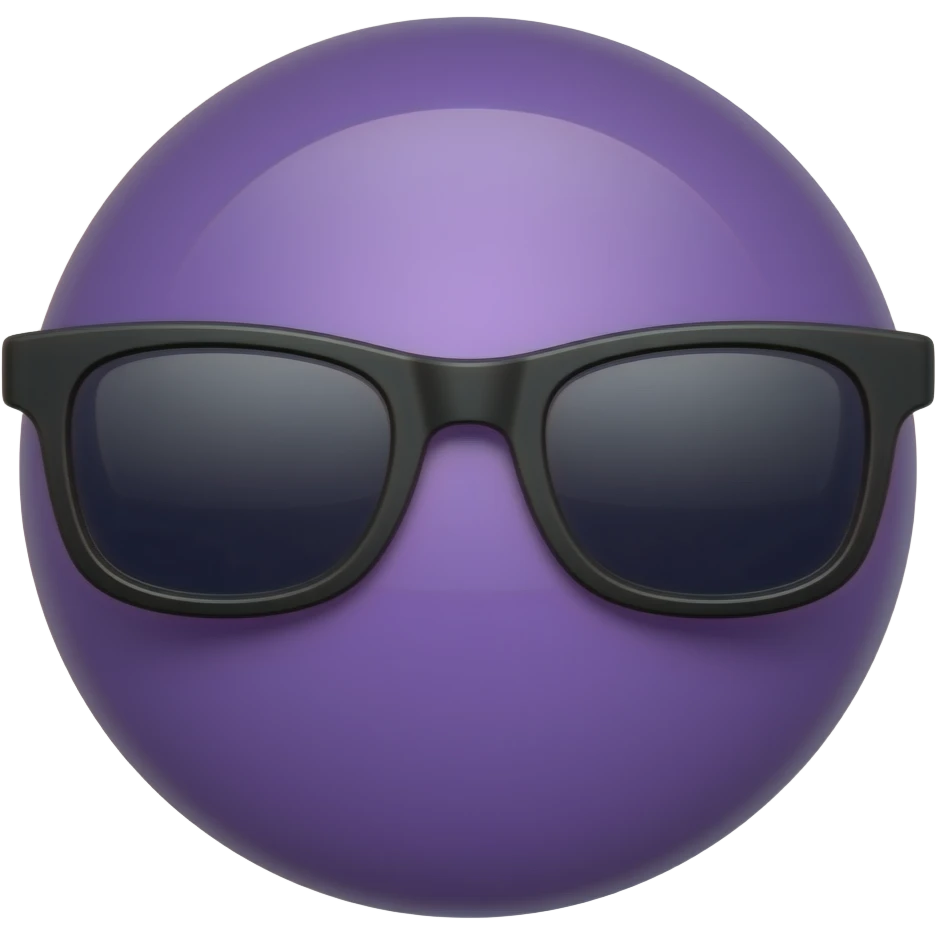 Purple ball head emoji with black 😎 emoji