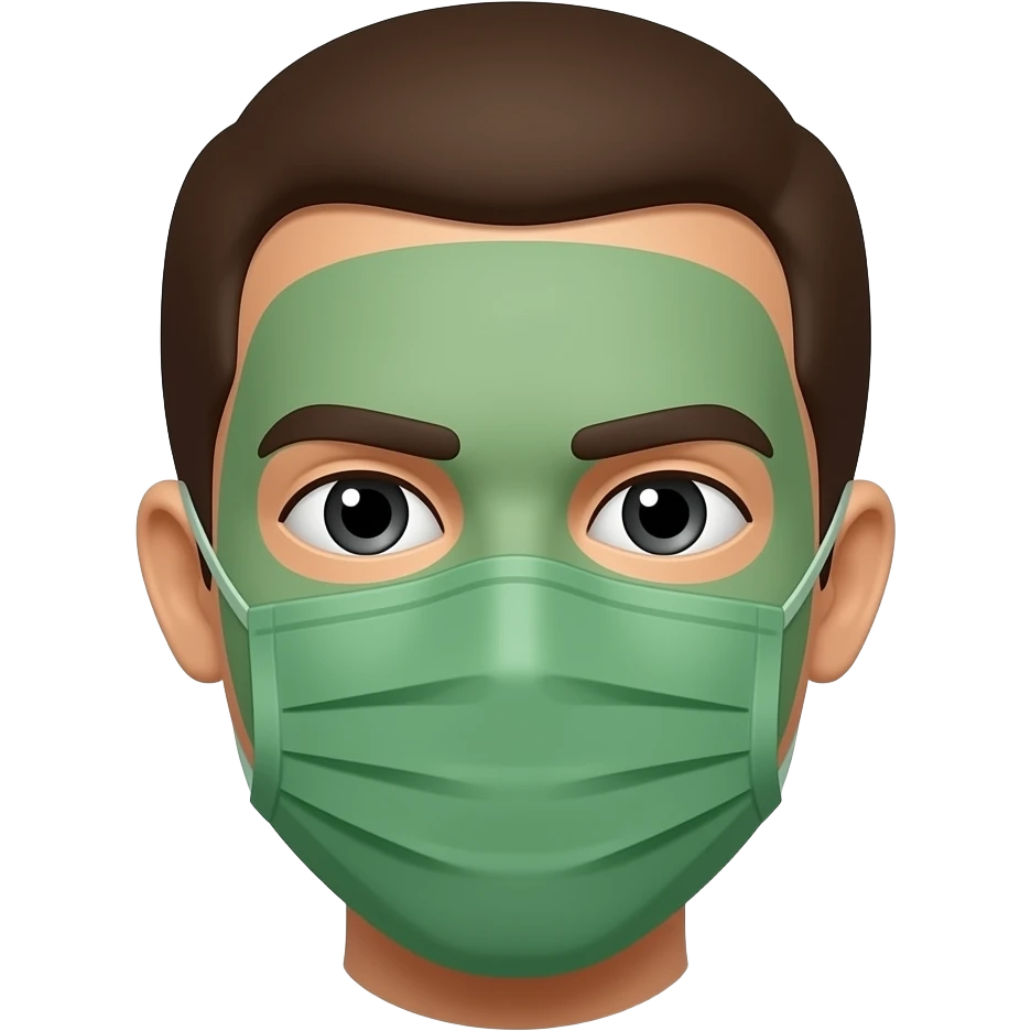 Rosto dela coberto com máscara verde emoji