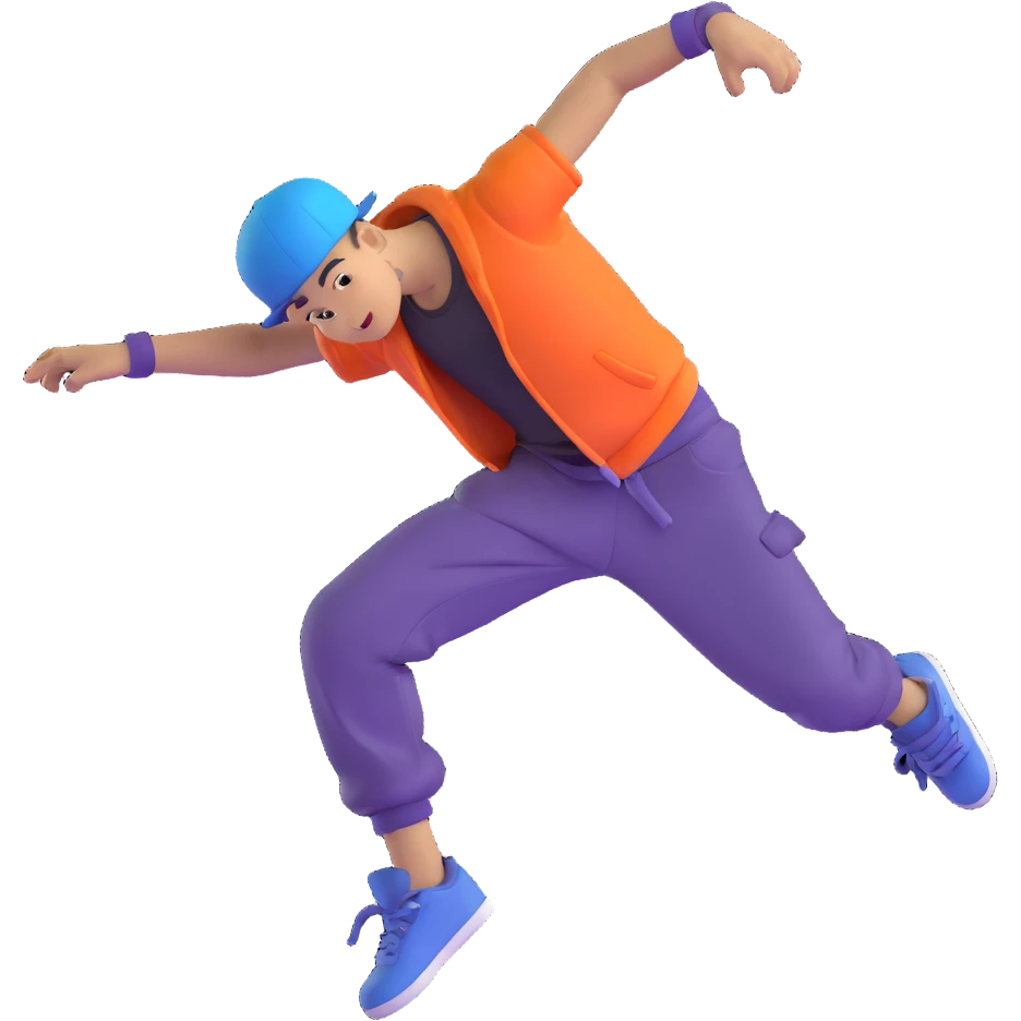 green breakdancer in energetic dance move emoji