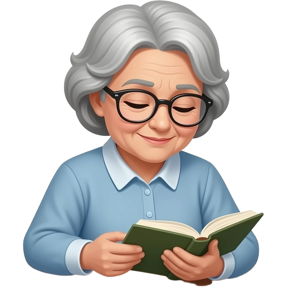 A fat elderly woman is flipping through a prayer book emoji