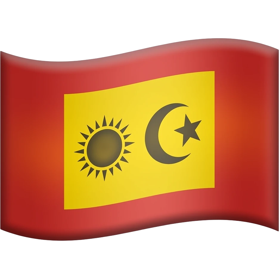Bana bir bayrak yap yanlar kırmızı olsun ve orta kısmı sarı olsun bayrağın orta renginin yani sarı renginin içinde solda güneş sarı renginin içinde de sağda bir yıldızlı hilal olsun emoji