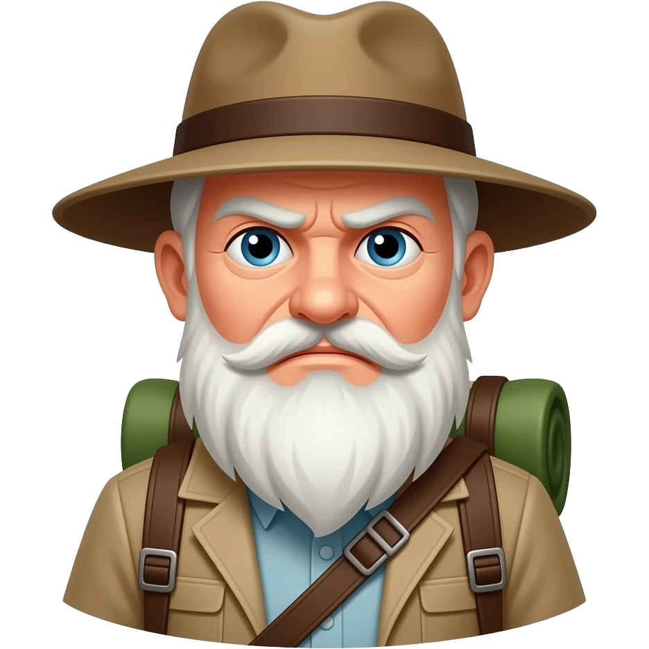 Frowning ancient traveler man, apple style emoji emoji | AI Emoji Generator