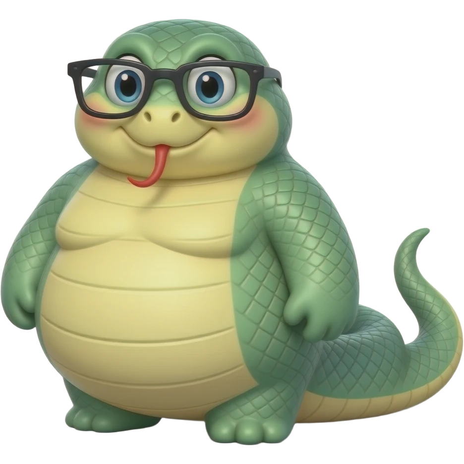 Fatty  heavy weight funny snake and glasses emoji