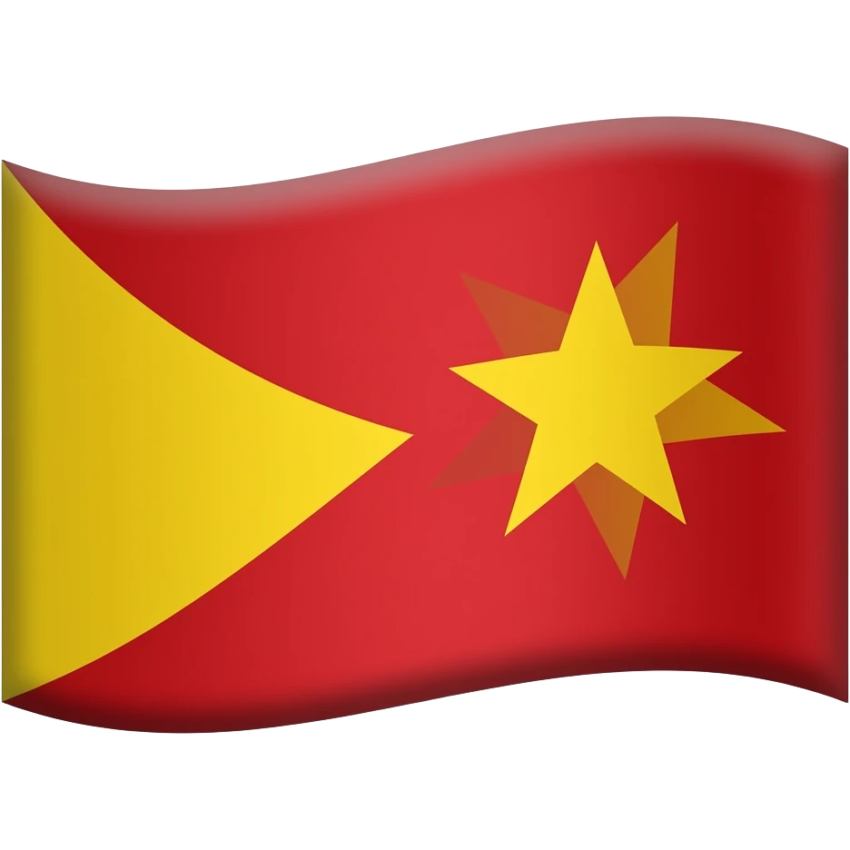 flag plain red background with a yellow triangle on the left size pointing east direction with a yellow 5 pointed star next to tbe triangle on the right tilted at a 45 degreee angle, make the star tilt and unstraight make the star point north east emoji