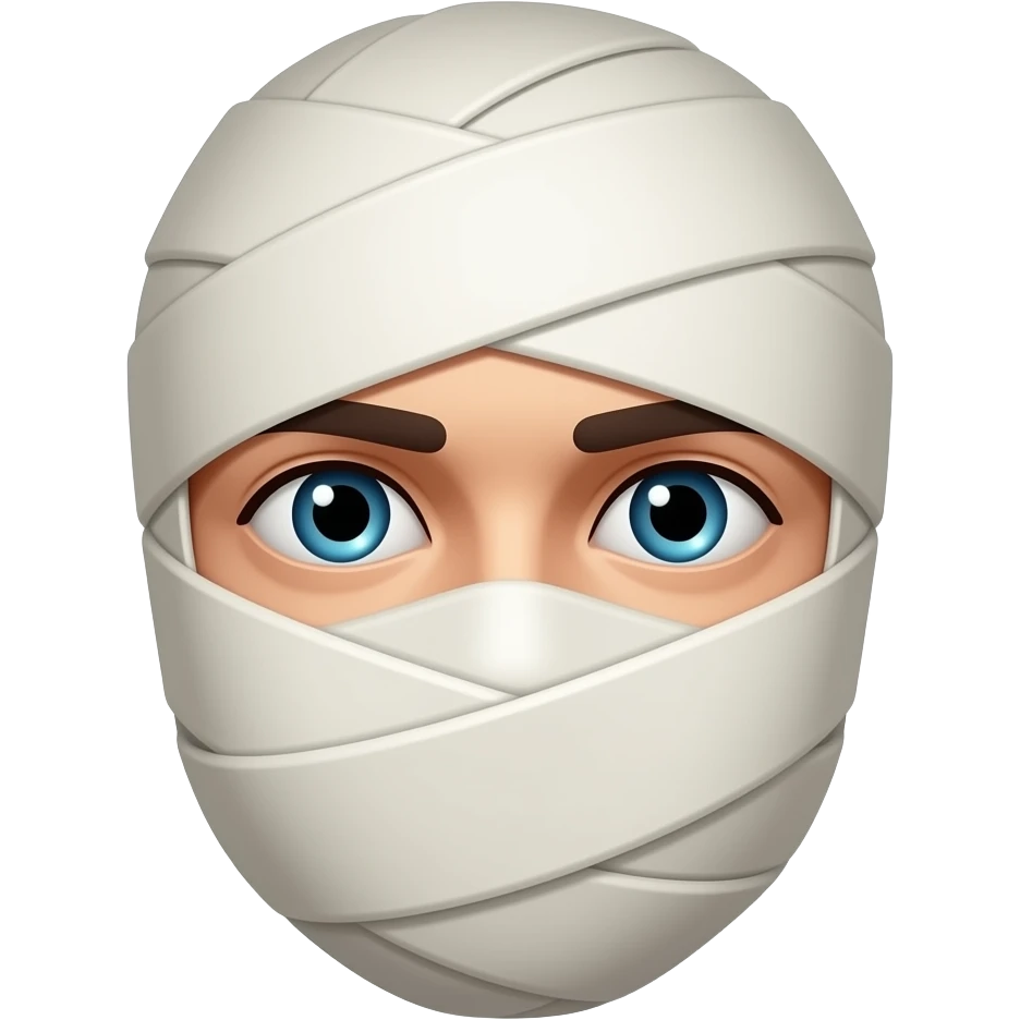 перебинтованная голова. видно только глаза emoji