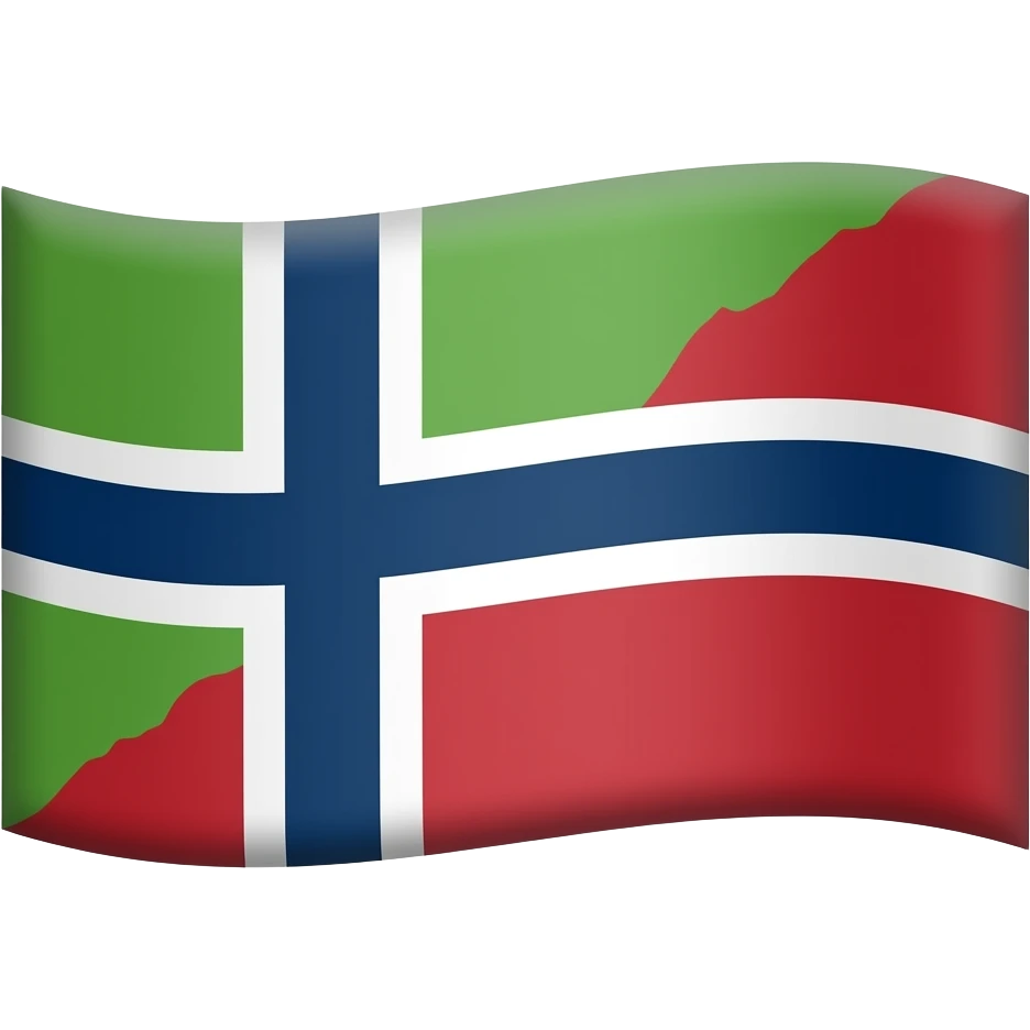 Norway flag but changee IT so  Red is green blue is Red emoji