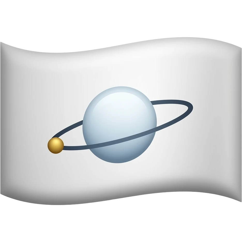 White flag with orbit line and 2 small spheres on it emoji