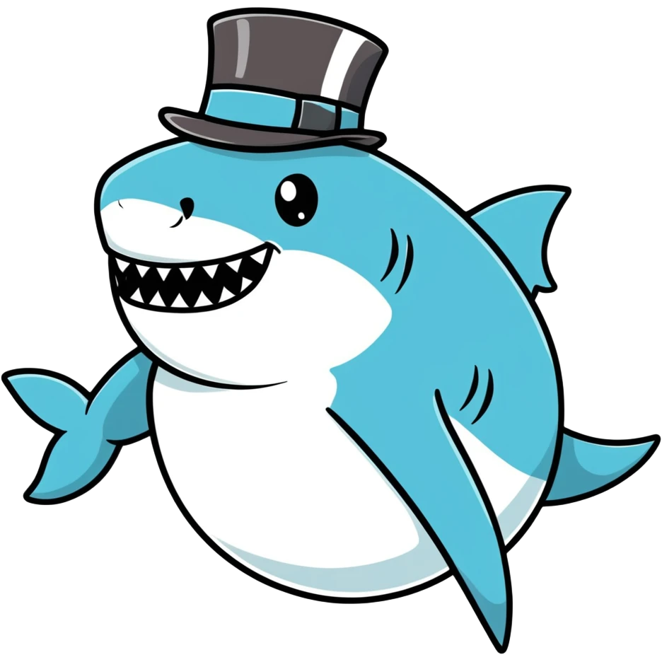 Shark with a top hat emoji