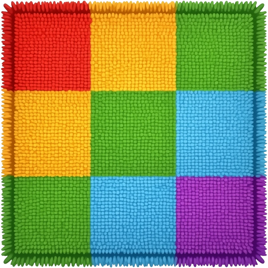 carpet with red, orange, yellow, green, blue, and purple squares emoji