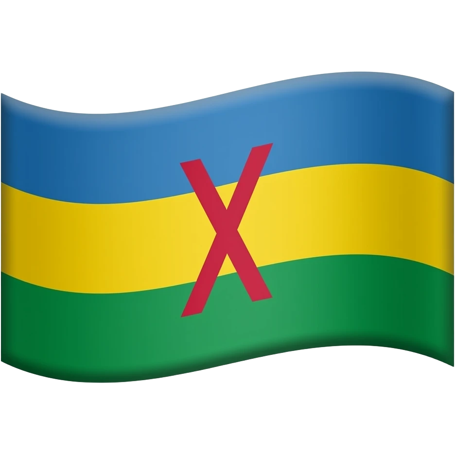 Create a Nubian flag emoji with three horizontal colors: blue on top ...