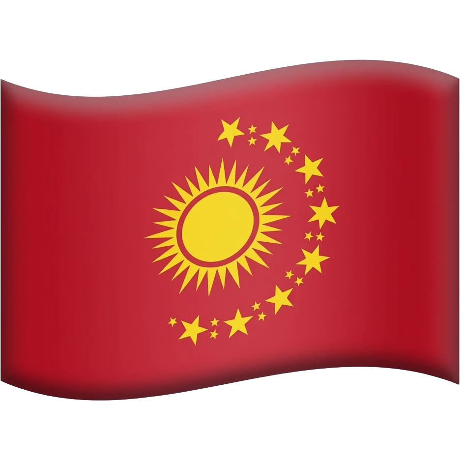 Bana bir bayrak yap yanlar kırmızı olsun ve orta kısmı sarı olsun bayrağın orta renginin yani sarı renginin içinde solda güneş sarı renginin içinde de sağda bir yıldızlı hilal olsun emoji