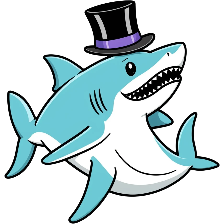 Shark with a top hat emoji