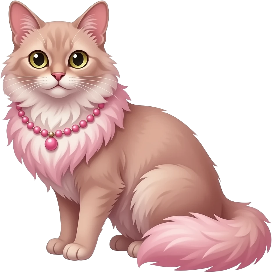 Fuzzy slim oriental feathery long-furred beaded mane cozy rosy aesthetic feathery feminine Rosy beautiful emoji