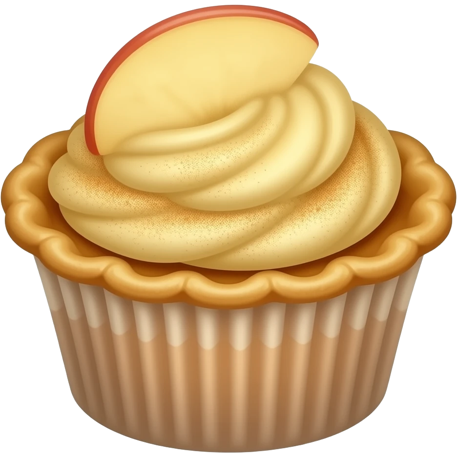 Apple pie cupcake with sliced apple & cinnamon dusting emoji