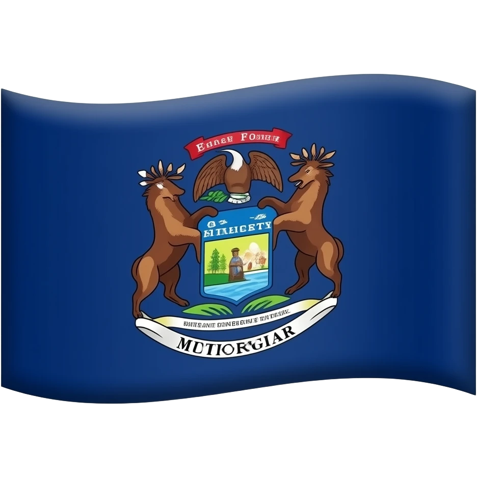 A Flag 2D render iPhone emoji Of the Michigan state flag emoji