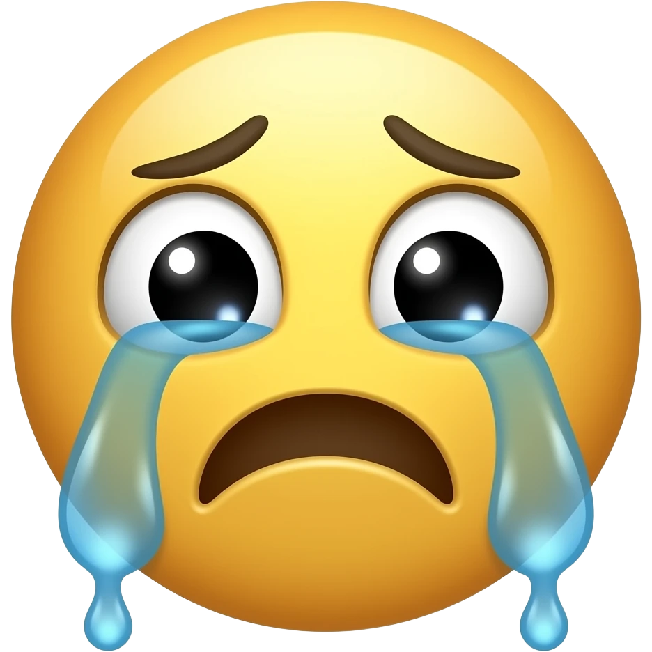 Make a emoji with a crying face. Face up. Only mouth visble. Mouth crying. Raining tears. face is 😀 but emotion change emoji