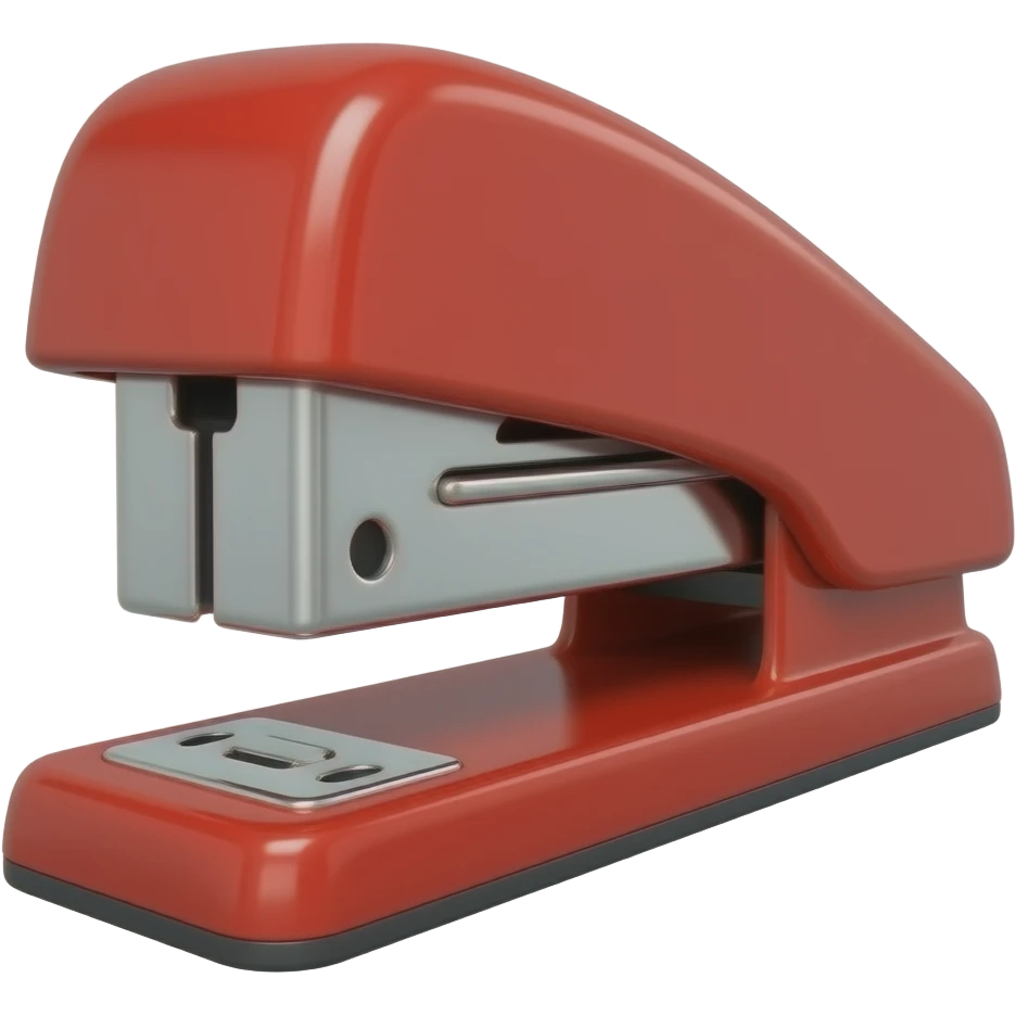 profile view of shiny red stapler office space emoji