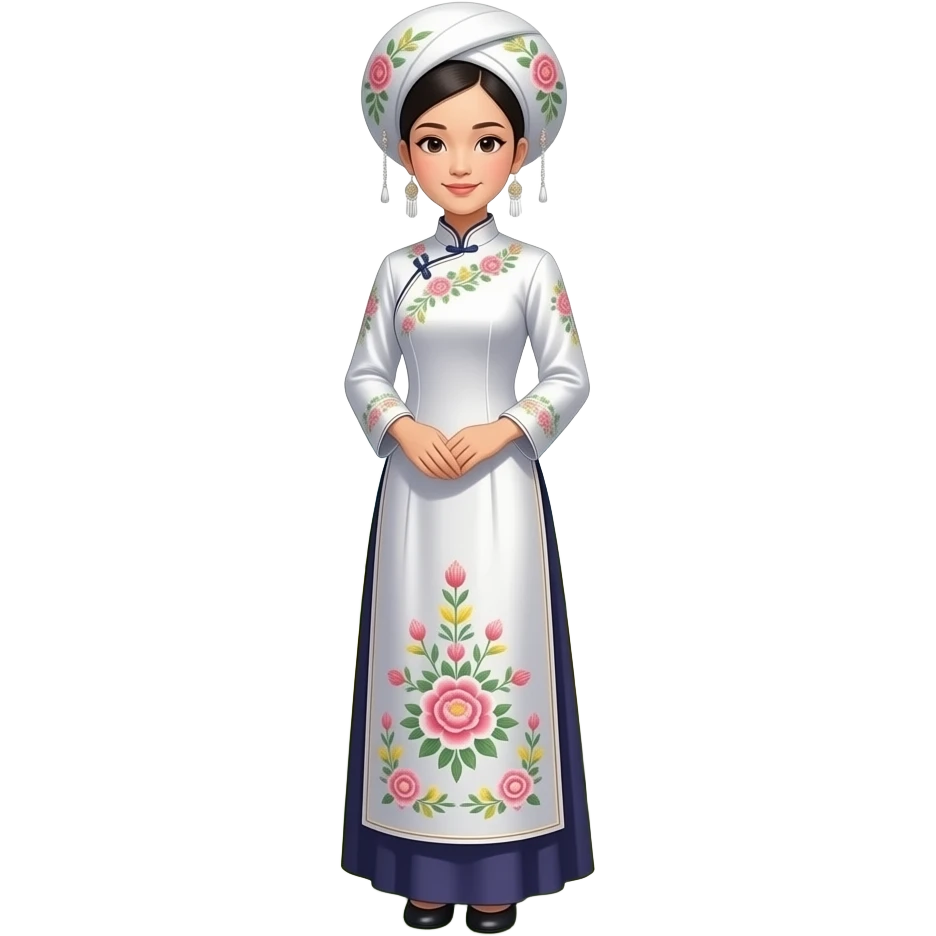 Create a Vietnamese Thái woman wearing traditional costume with whole body emoji