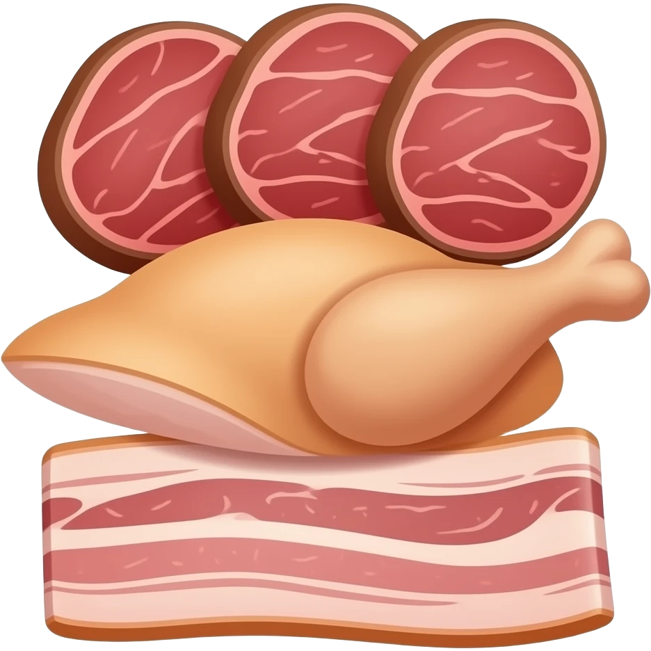 vector flat beef chicken pork belly put together emoji