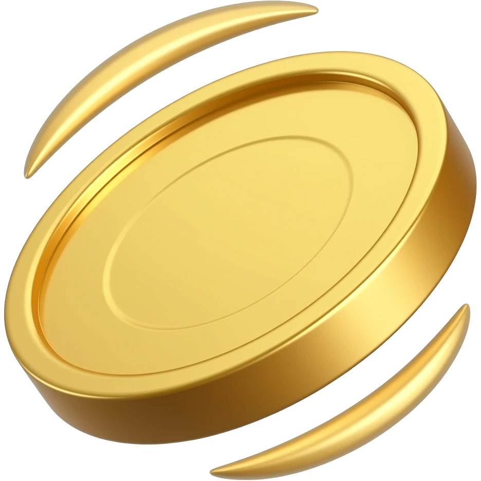 a single blank gold coin spinning fast in the air emoji