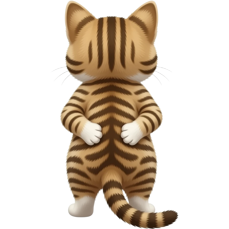 一直侧背对我们，双手背在后面，站着的小猫 emoji