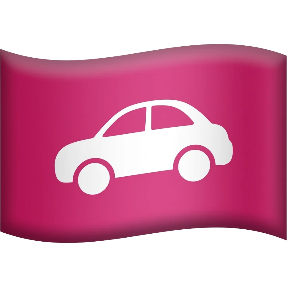 Rectangular pink Flag with car symbol on in emoji