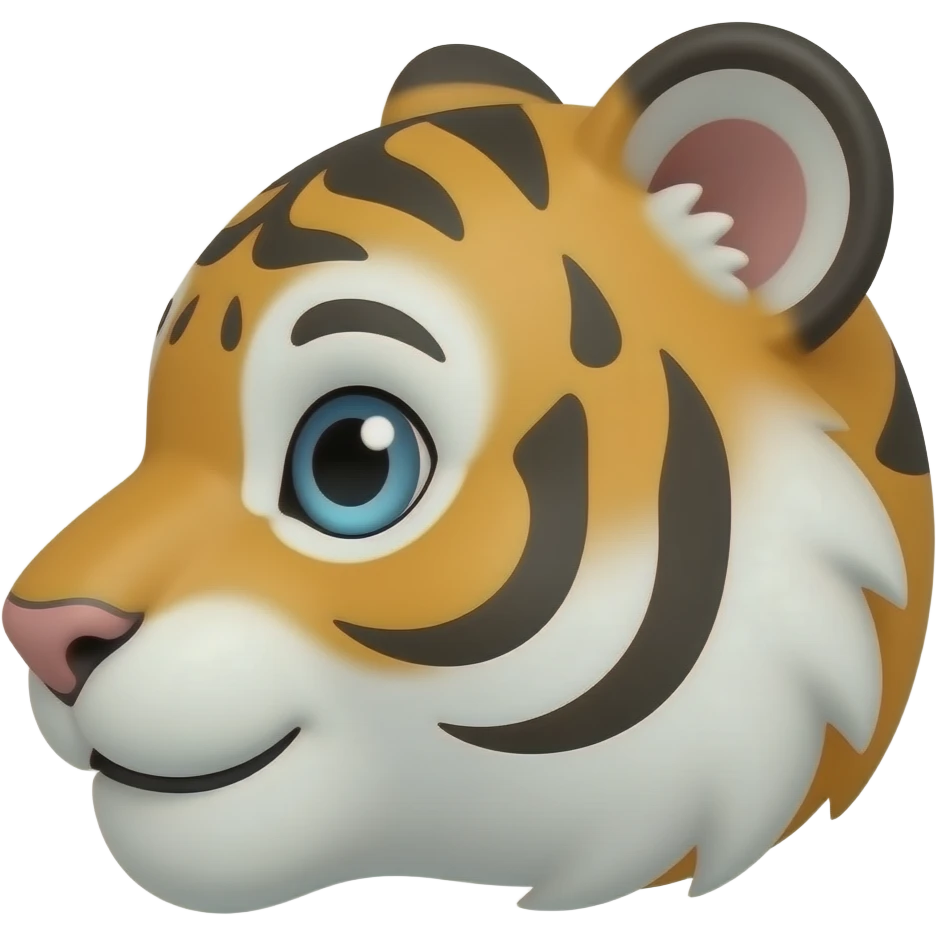 A little bit cute tiger head very realistic Turn sideways gray brown eyes emoji