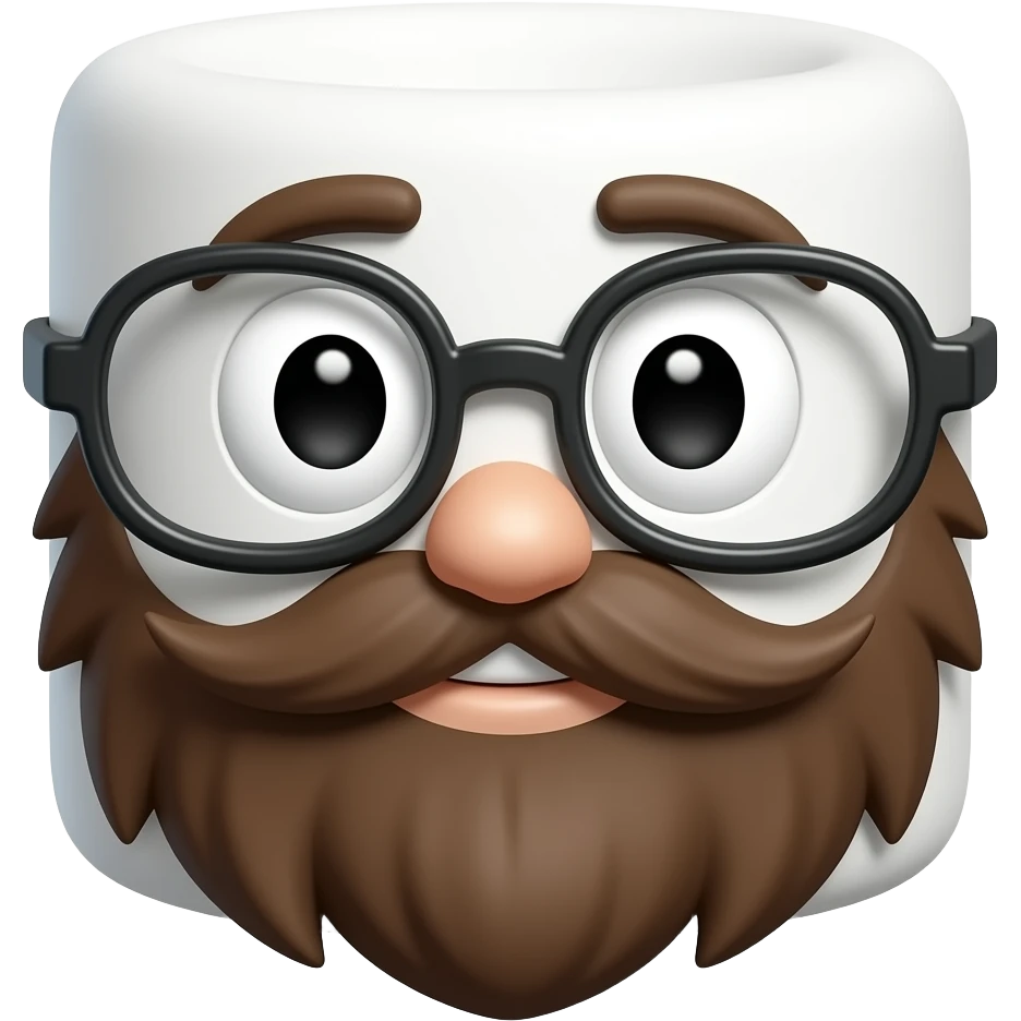 marshamallow with a brown beard and glasses emoji