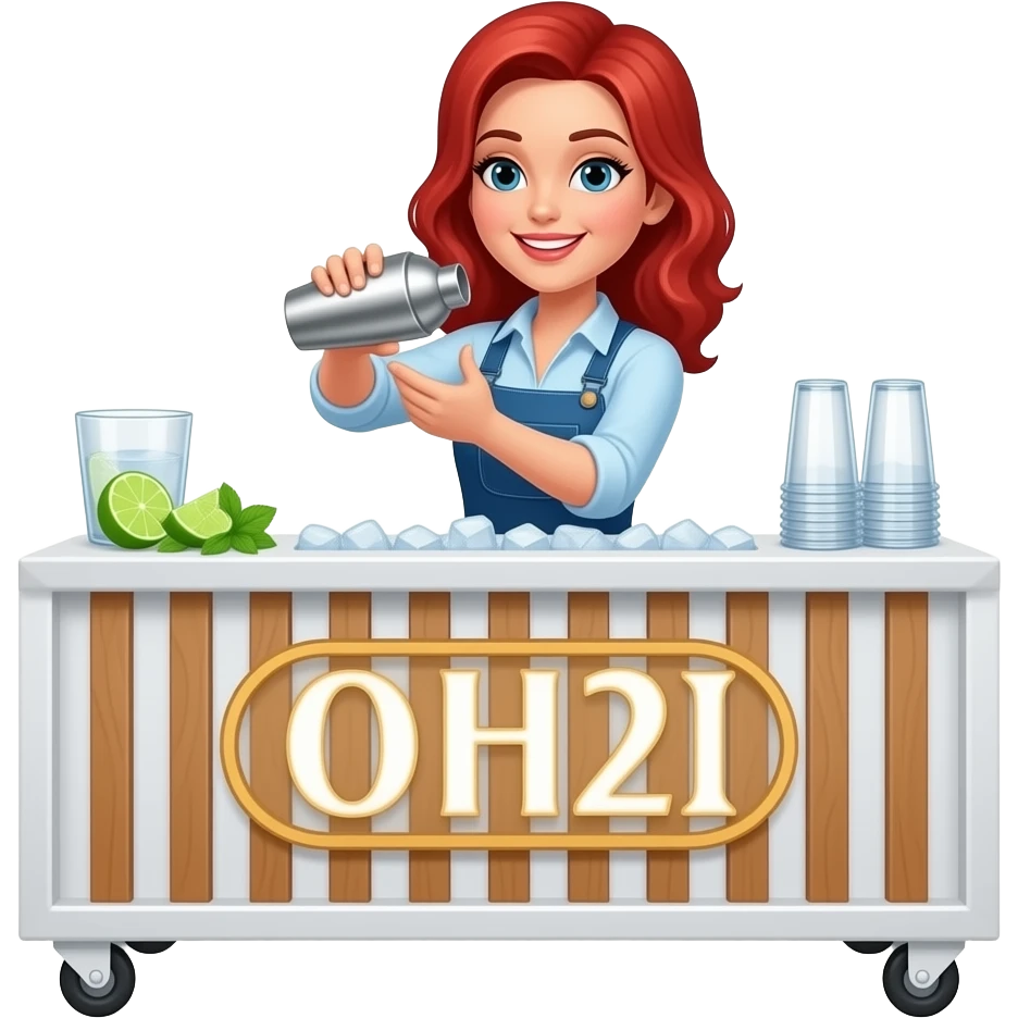 3D emoji of a red-haired woman bartender shaking a silver cocktail ...