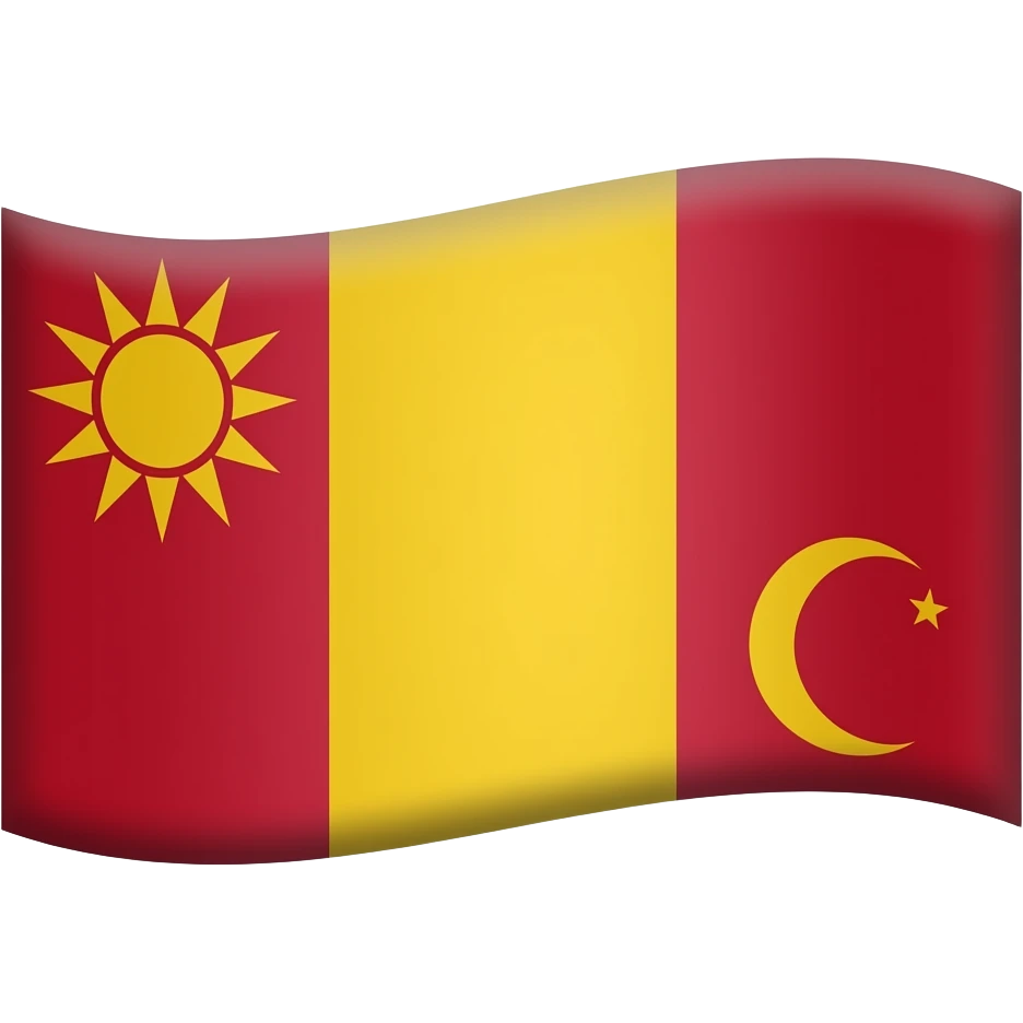 Bana bir bayrak yap yanlar kırmızı olsun ve orta kısmı sarı olsun bayrağın sarı renginin içinde solda güneş sağda bir yıldızlı hilal olsun emoji