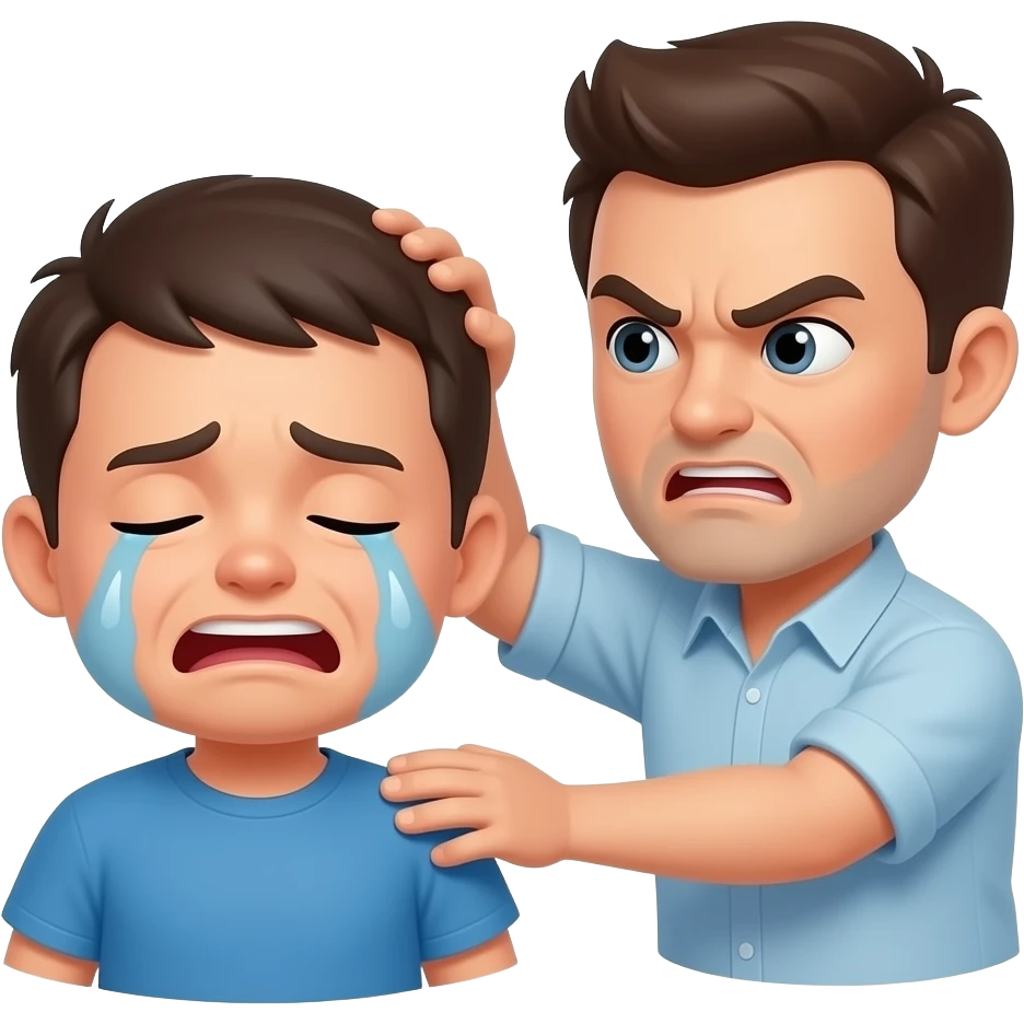 An angry man spanking a crying man emoji