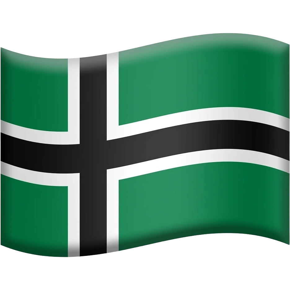 An emoji of a waving green flag featuring a black Nordic cross with red fimbriation emoji