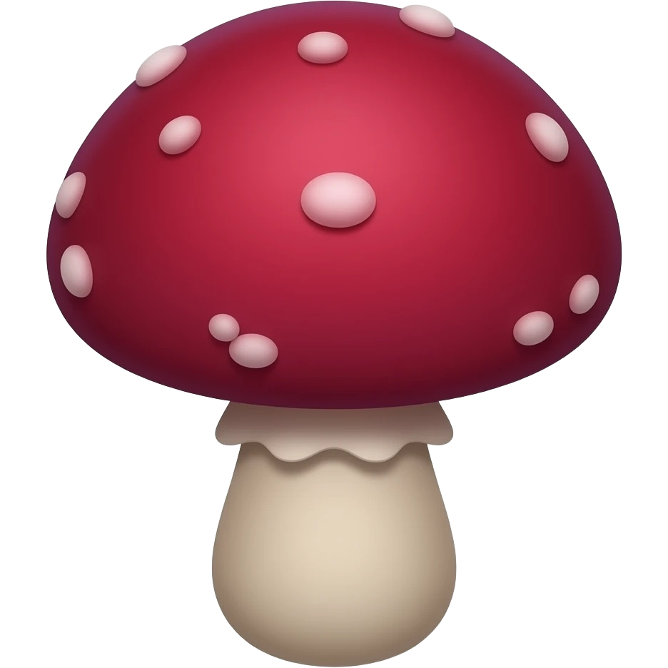 Fly agaric is red-purple crimson with a pronounced stem and random dots emoji