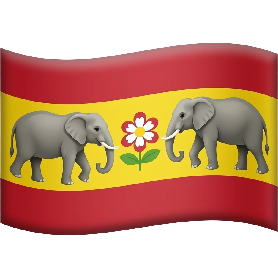 Top and bottom red center yellowflag centre   flower two side elephant slaiding emoji