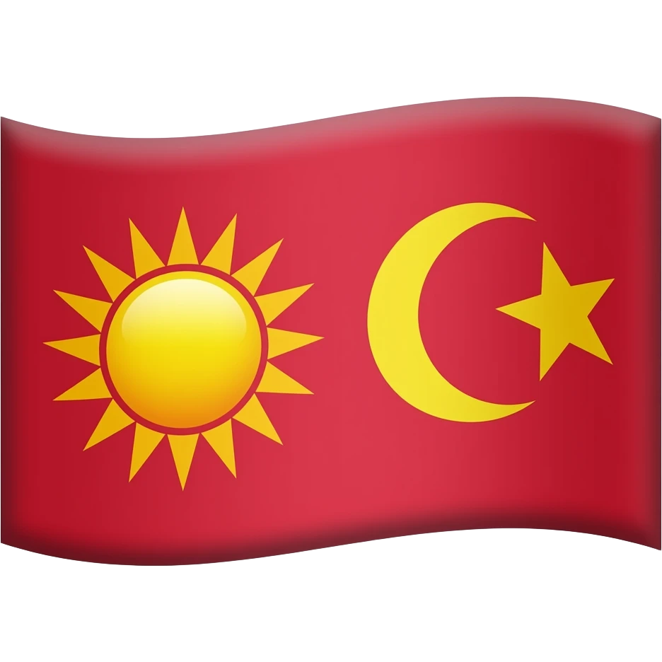 Bana bir bayrak yap yanlar kırmızı olsun ve orta kısmı sarı olsun bayrağın orta renginin yani sarı renginin içinde solda güneş sağda bir yıldızlı hilal olsun emoji