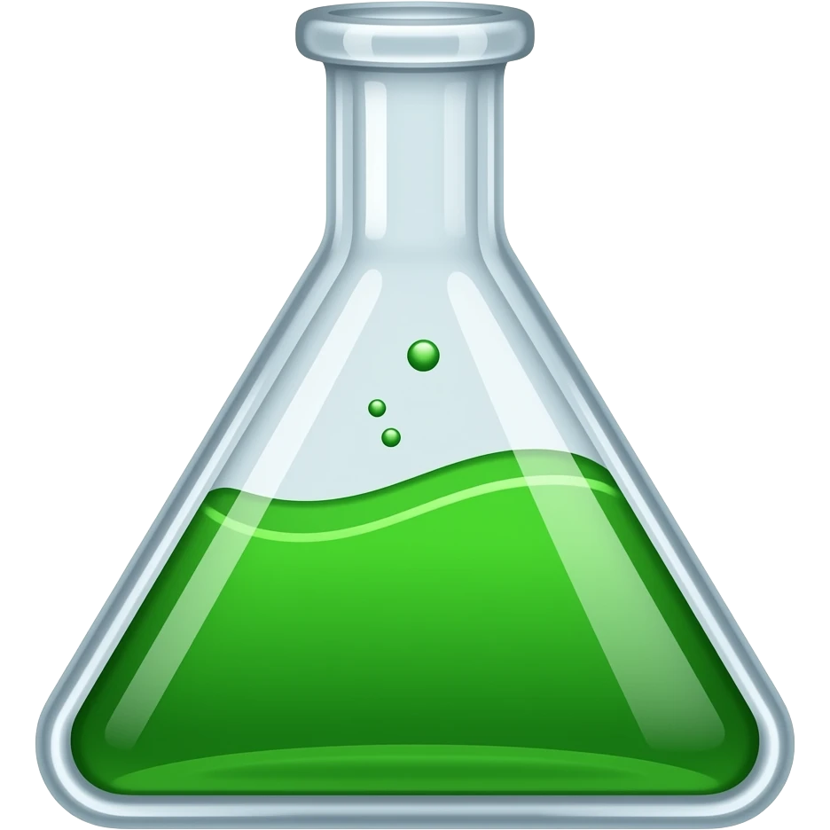 The flask for analysis is toxin green liquid, triangular in shape (inside the glass is wavy) emoji
