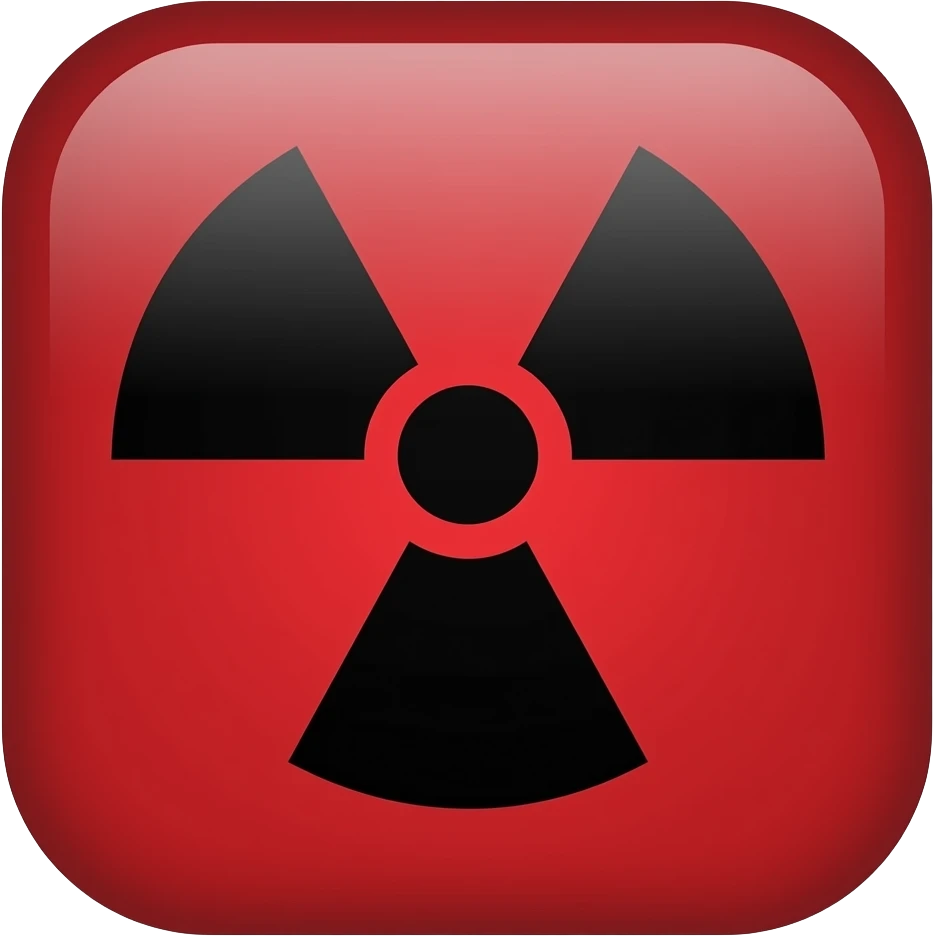 Radiation black symbol tilted a little with red background emoji