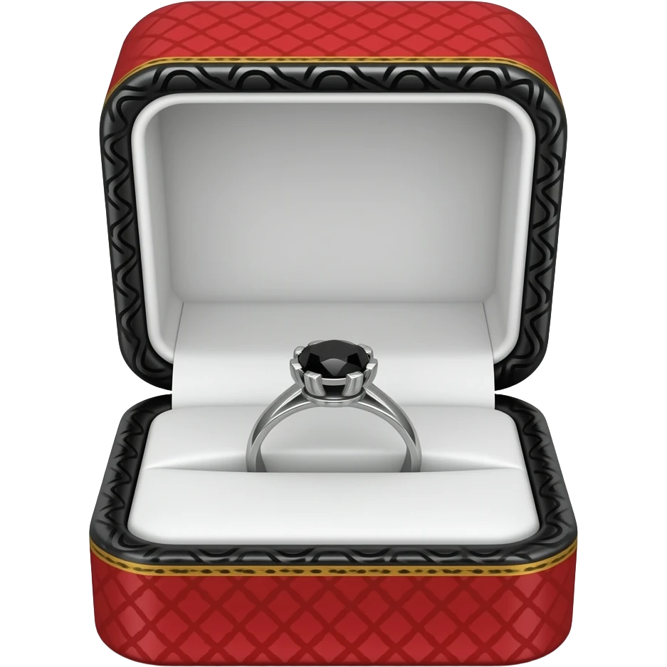 Onyx ring in a Red box with Black ornate trim emoji