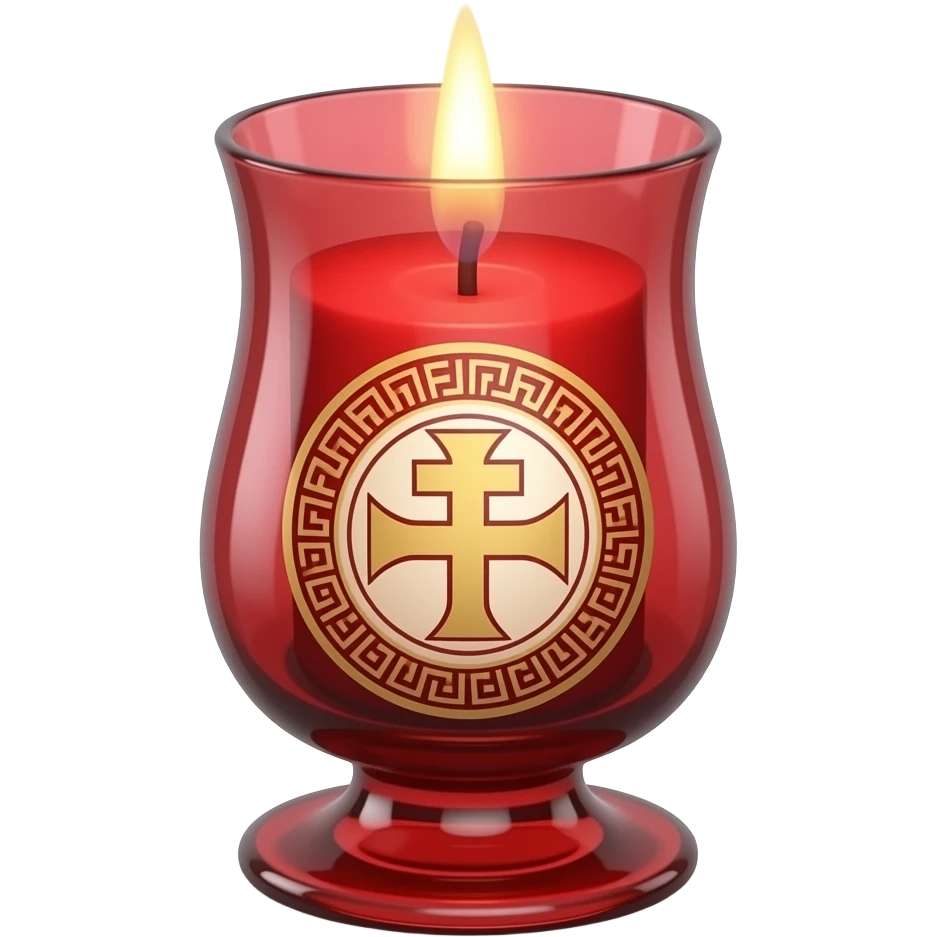 tall red glass Greek Orthodox vigil candle emoji