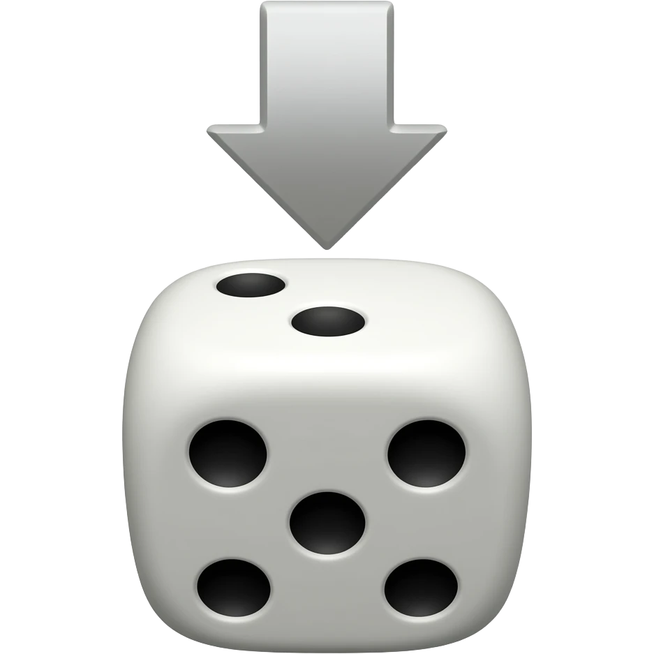 Down pointing arrow with a dice below emoji