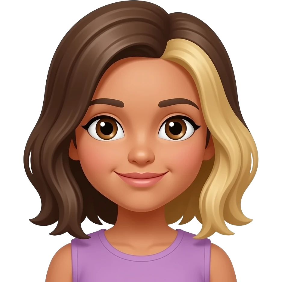 Mixed race girl with brown and blond and slightly slanted eyes emoji