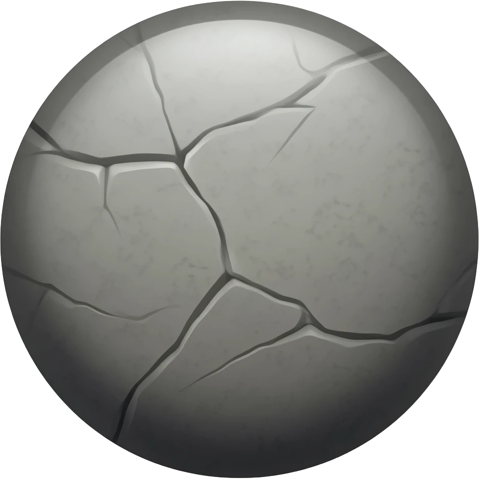 round stone with stone textures and cracks, less detailed and cartoon style emoji