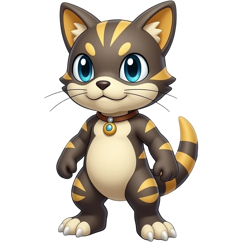 Cool edgy Torracat-Houndour-Digimon, full body emoji