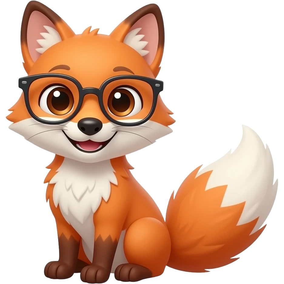 Smiling fox wearing glasses emoji